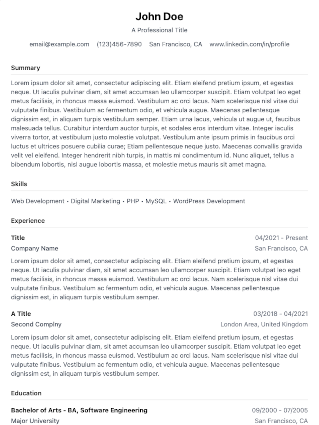 Minimalist template preview